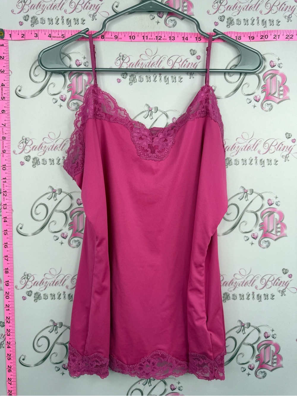Ricki's tank top shirt cami Hot Pink Lace-Trim Slip Camisole